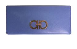 Salvatore Ferragamo Gancini Wallet, Leather, Blue, IY-228481, 2*
